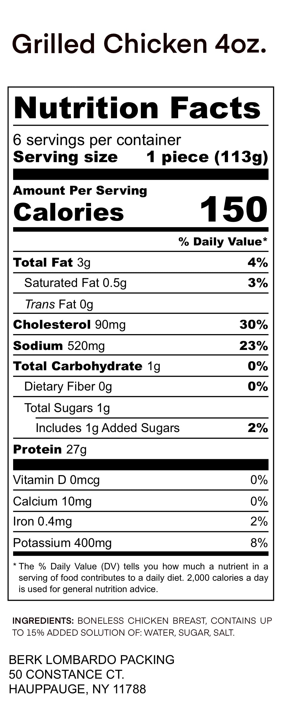 Grilled Boneless Chicken Breasts - PLAIN